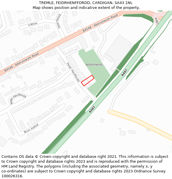 TREMLE, FEIDRHENFFORDD, CARDIGAN, SA43 1NL: Location map and indicative extent of plot