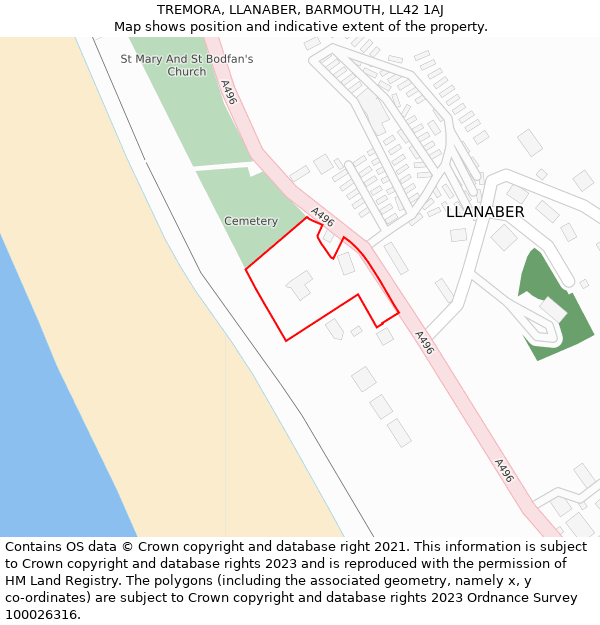TREMORA, LLANABER, BARMOUTH, LL42 1AJ: Location map and indicative extent of plot