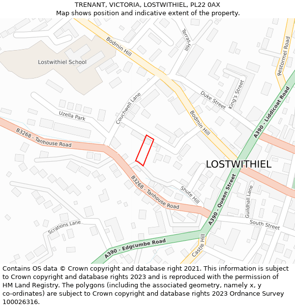 TRENANT, VICTORIA, LOSTWITHIEL, PL22 0AX: Location map and indicative extent of plot