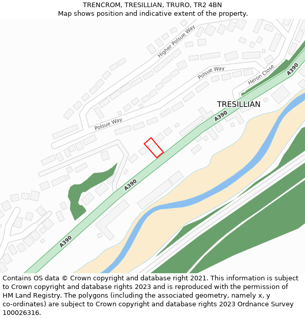 TRENCROM, TRESILLIAN, TRURO, TR2 4BN: Location map and indicative extent of plot