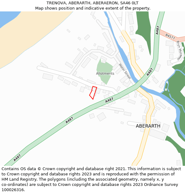 TRENOVA, ABERARTH, ABERAERON, SA46 0LT: Location map and indicative extent of plot