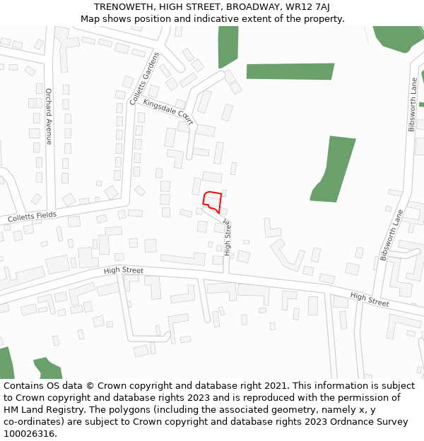 TRENOWETH, HIGH STREET, BROADWAY, WR12 7AJ: Location map and indicative extent of plot