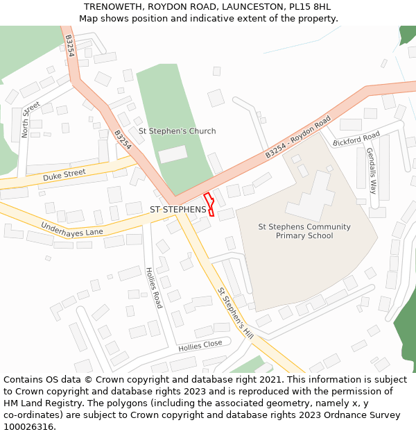TRENOWETH, ROYDON ROAD, LAUNCESTON, PL15 8HL: Location map and indicative extent of plot