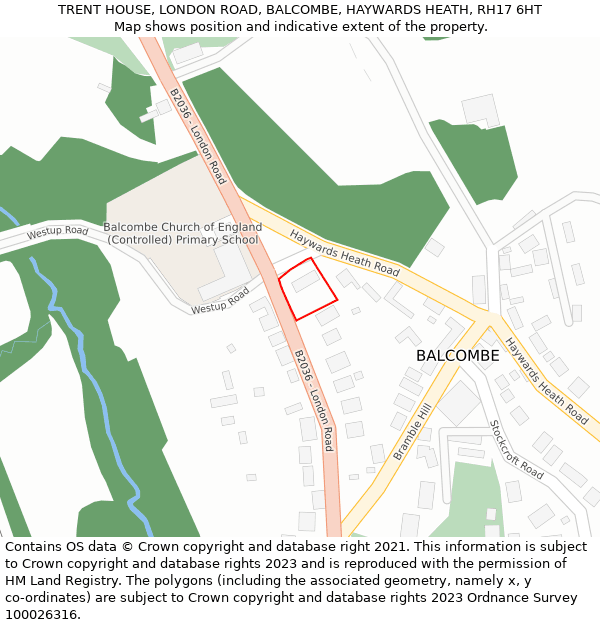 TRENT HOUSE, LONDON ROAD, BALCOMBE, HAYWARDS HEATH, RH17 6HT: Location map and indicative extent of plot