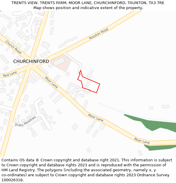 TRENTS VIEW, TRENTS FARM, MOOR LANE, CHURCHINFORD, TAUNTON, TA3 7RE: Location map and indicative extent of plot