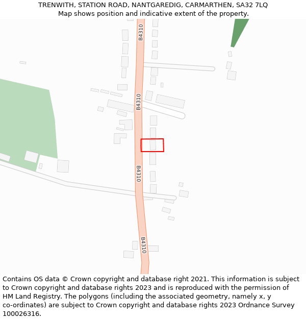 TRENWITH, STATION ROAD, NANTGAREDIG, CARMARTHEN, SA32 7LQ: Location map and indicative extent of plot