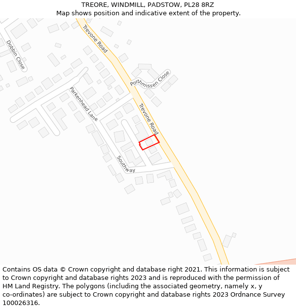 TREORE, WINDMILL, PADSTOW, PL28 8RZ: Location map and indicative extent of plot