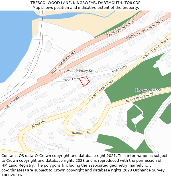 TRESCO, WOOD LANE, KINGSWEAR, DARTMOUTH, TQ6 0DP: Location map and indicative extent of plot