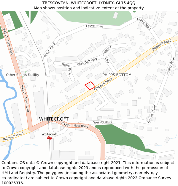 TRESCOVEAN, WHITECROFT, LYDNEY, GL15 4QQ: Location map and indicative extent of plot