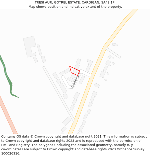 TRESI AUR, GOTREL ESTATE, CARDIGAN, SA43 1PJ: Location map and indicative extent of plot