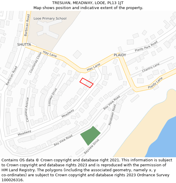 TRESUAN, MEADWAY, LOOE, PL13 1JT: Location map and indicative extent of plot