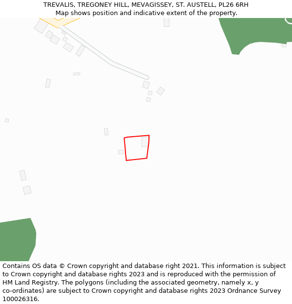 TREVALIS, TREGONEY HILL, MEVAGISSEY, ST. AUSTELL, PL26 6RH: Location map and indicative extent of plot