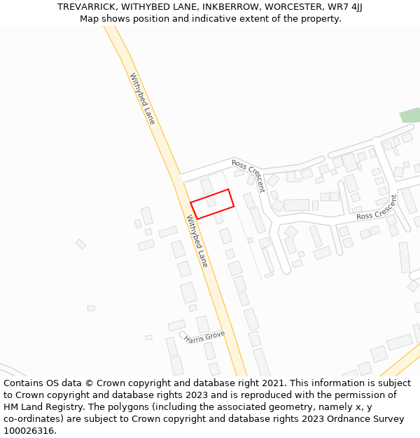 TREVARRICK, WITHYBED LANE, INKBERROW, WORCESTER, WR7 4JJ: Location map and indicative extent of plot