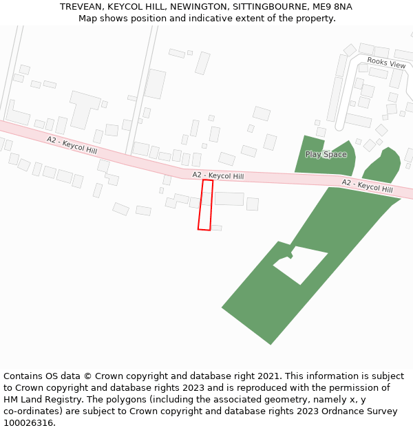 TREVEAN, KEYCOL HILL, NEWINGTON, SITTINGBOURNE, ME9 8NA: Location map and indicative extent of plot