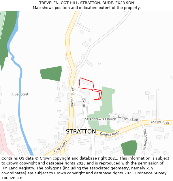 TREVELEN, COT HILL, STRATTON, BUDE, EX23 9DN: Location map and indicative extent of plot
