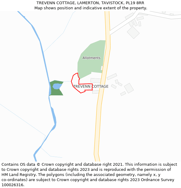 TREVENN COTTAGE, LAMERTON, TAVISTOCK, PL19 8RR: Location map and indicative extent of plot