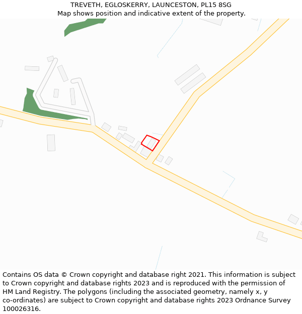 TREVETH, EGLOSKERRY, LAUNCESTON, PL15 8SG: Location map and indicative extent of plot