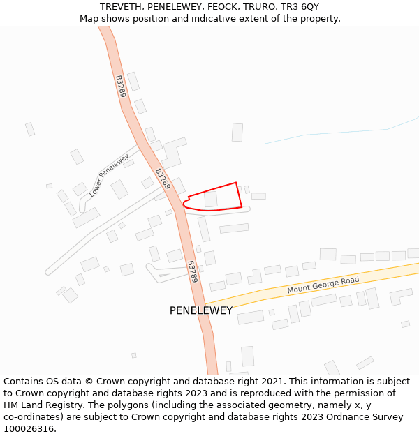 TREVETH, PENELEWEY, FEOCK, TRURO, TR3 6QY: Location map and indicative extent of plot