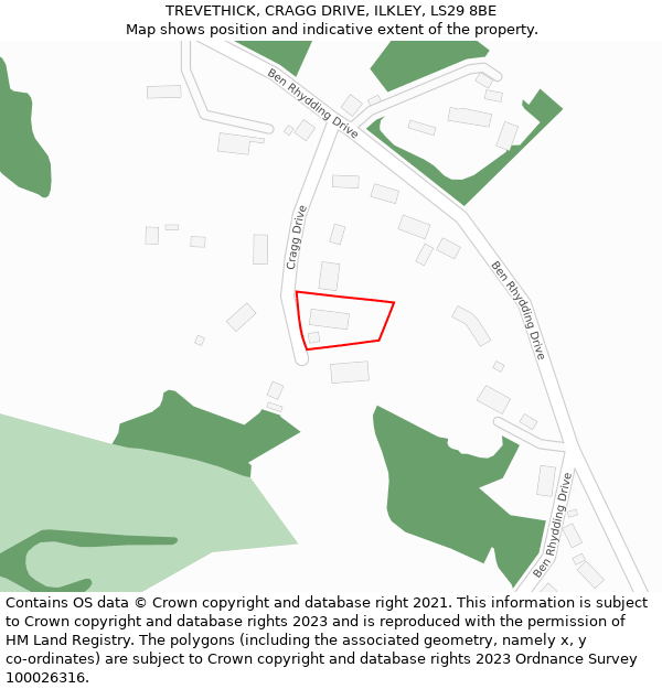 TREVETHICK, CRAGG DRIVE, ILKLEY, LS29 8BE: Location map and indicative extent of plot