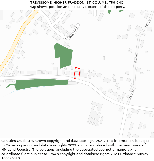 TREVISSOME, HIGHER FRADDON, ST. COLUMB, TR9 6NQ: Location map and indicative extent of plot