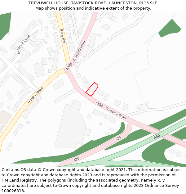 TREVUWELL HOUSE, TAVISTOCK ROAD, LAUNCESTON, PL15 9LE: Location map and indicative extent of plot