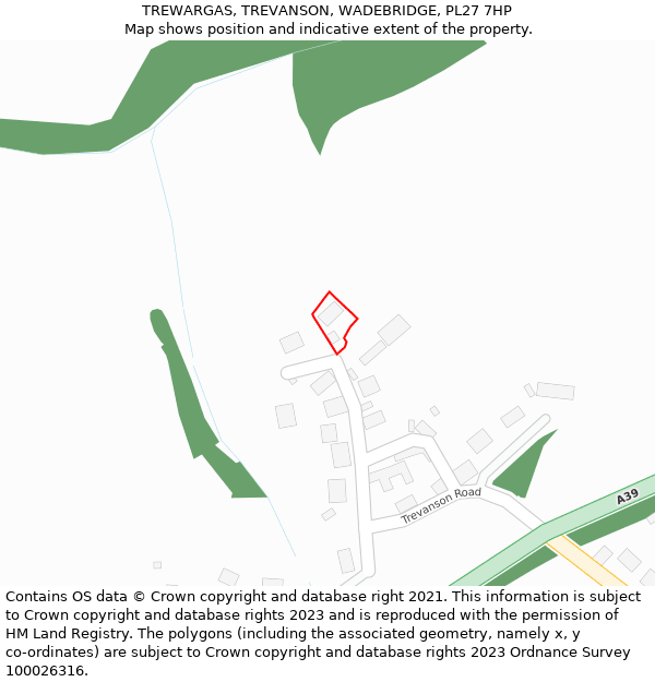 TREWARGAS, TREVANSON, WADEBRIDGE, PL27 7HP: Location map and indicative extent of plot