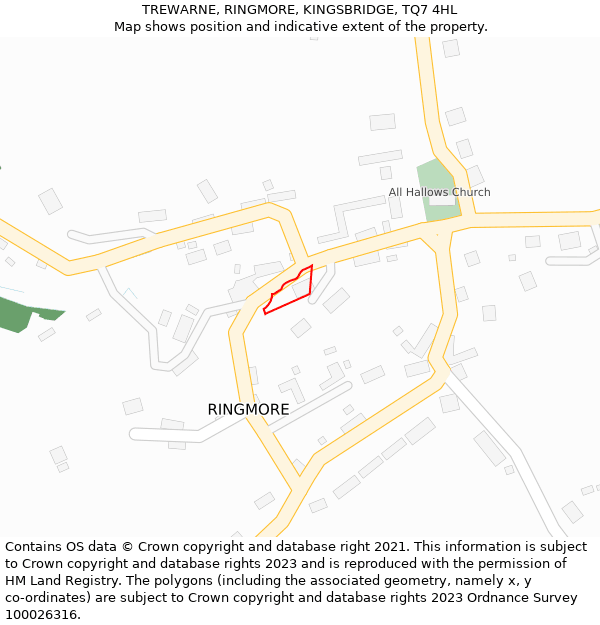 TREWARNE, RINGMORE, KINGSBRIDGE, TQ7 4HL: Location map and indicative extent of plot