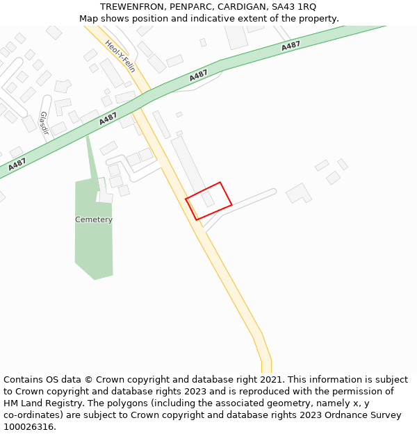 TREWENFRON, PENPARC, CARDIGAN, SA43 1RQ: Location map and indicative extent of plot