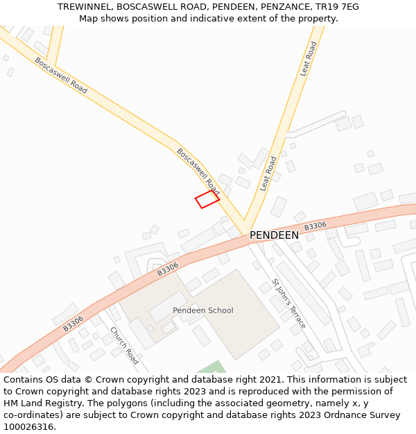 TREWINNEL, BOSCASWELL ROAD, PENDEEN, PENZANCE, TR19 7EG: Location map and indicative extent of plot