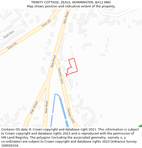 TRINITY COTTAGE, ZEALS, WARMINSTER, BA12 6ND: Location map and indicative extent of plot