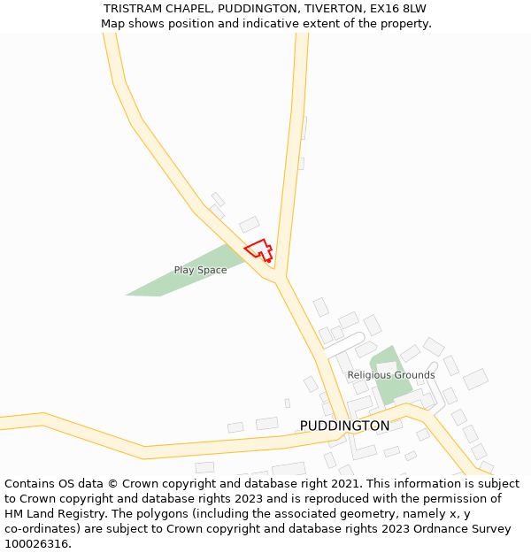 TRISTRAM CHAPEL, PUDDINGTON, TIVERTON, EX16 8LW: Location map and indicative extent of plot