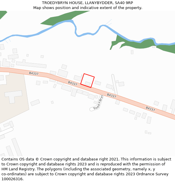 TROEDYBRYN HOUSE, LLANYBYDDER, SA40 9RP: Location map and indicative extent of plot