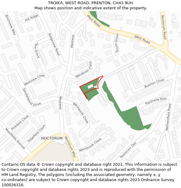 TROIKA, WEST ROAD, PRENTON, CH43 9UH: Location map and indicative extent of plot