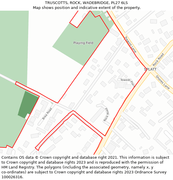 TRUSCOTTS, ROCK, WADEBRIDGE, PL27 6LS: Location map and indicative extent of plot