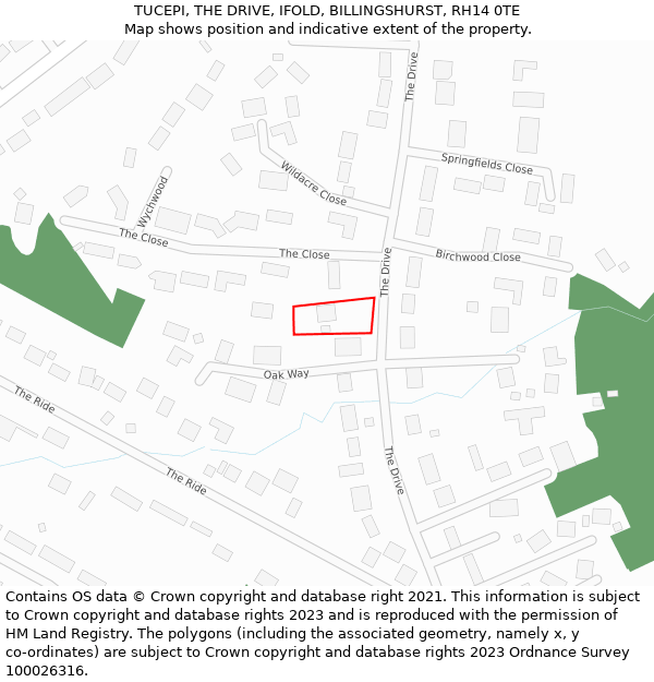 TUCEPI, THE DRIVE, IFOLD, BILLINGSHURST, RH14 0TE: Location map and indicative extent of plot