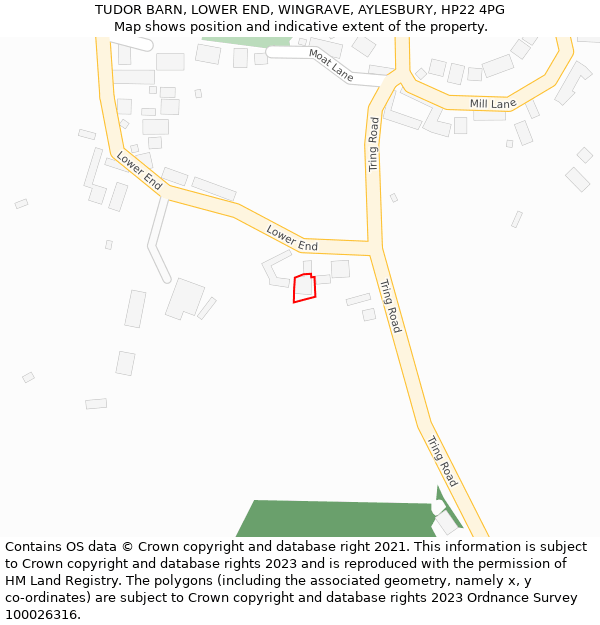 TUDOR BARN, LOWER END, WINGRAVE, AYLESBURY, HP22 4PG: Location map and indicative extent of plot