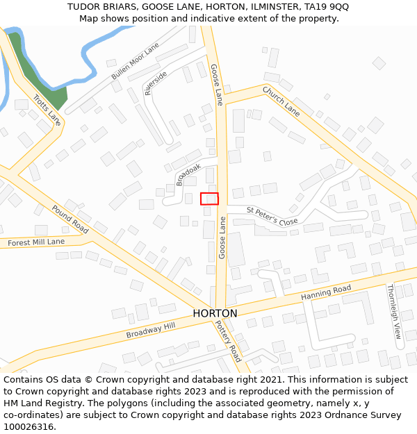 TUDOR BRIARS, GOOSE LANE, HORTON, ILMINSTER, TA19 9QQ: Location map and indicative extent of plot