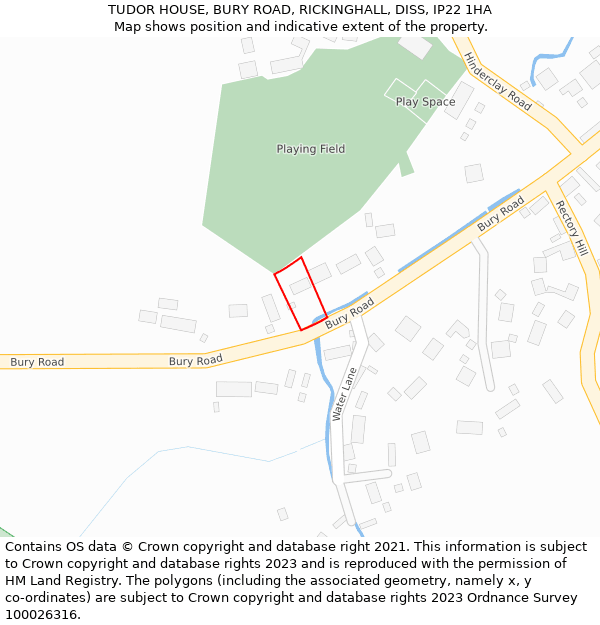 TUDOR HOUSE, BURY ROAD, RICKINGHALL, DISS, IP22 1HA: Location map and indicative extent of plot
