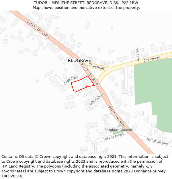 TUDOR LIMES, THE STREET, REDGRAVE, DISS, IP22 1RW: Location map and indicative extent of plot