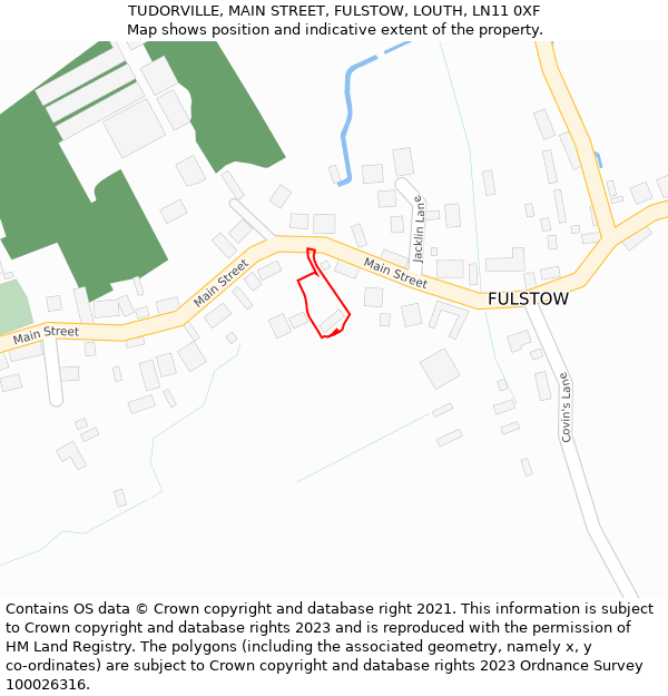 TUDORVILLE, MAIN STREET, FULSTOW, LOUTH, LN11 0XF: Location map and indicative extent of plot