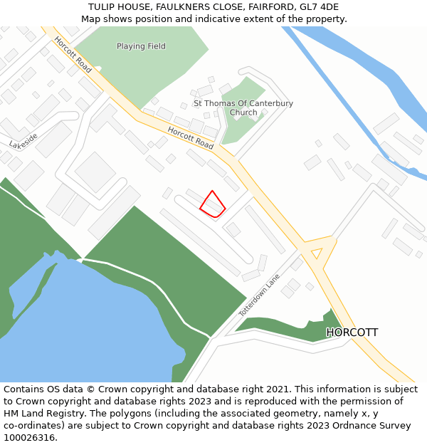 TULIP HOUSE, FAULKNERS CLOSE, FAIRFORD, GL7 4DE: Location map and indicative extent of plot