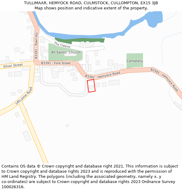 TULLIMAAR, HEMYOCK ROAD, CULMSTOCK, CULLOMPTON, EX15 3JB: Location map and indicative extent of plot