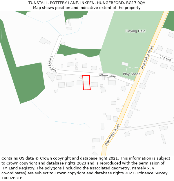 TUNSTALL, POTTERY LANE, INKPEN, HUNGERFORD, RG17 9QA: Location map and indicative extent of plot