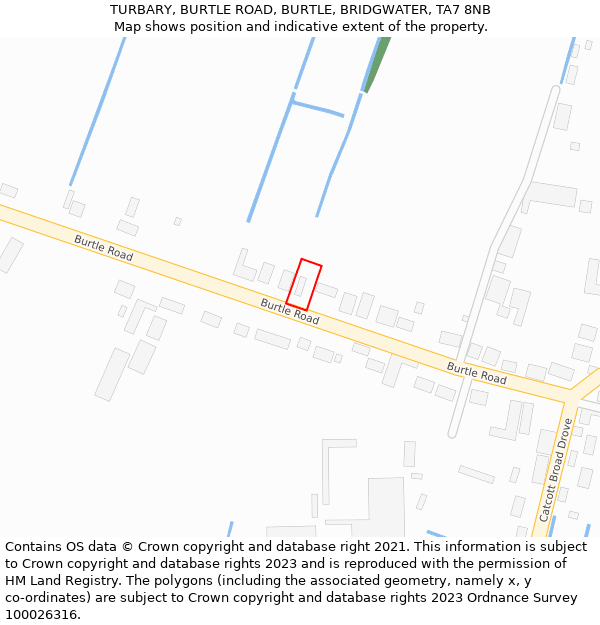 TURBARY, BURTLE ROAD, BURTLE, BRIDGWATER, TA7 8NB: Location map and indicative extent of plot