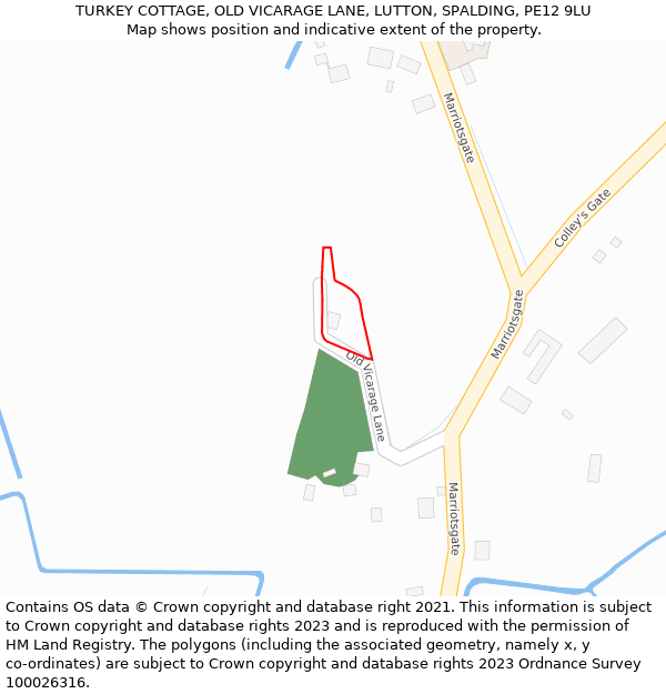 TURKEY COTTAGE, OLD VICARAGE LANE, LUTTON, SPALDING, PE12 9LU: Location map and indicative extent of plot