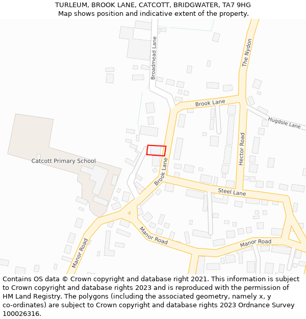 TURLEUM, BROOK LANE, CATCOTT, BRIDGWATER, TA7 9HG: Location map and indicative extent of plot