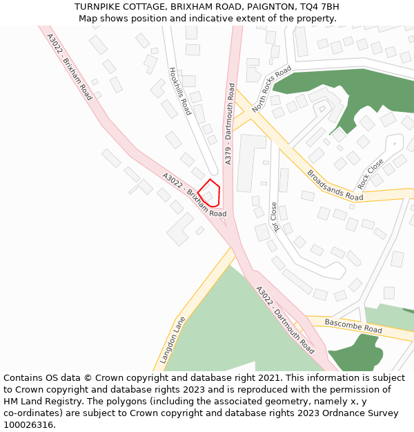 TURNPIKE COTTAGE, BRIXHAM ROAD, PAIGNTON, TQ4 7BH: Location map and indicative extent of plot
