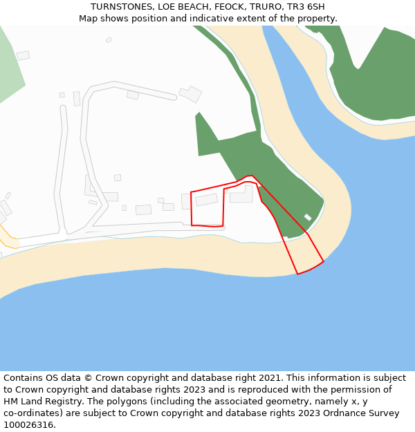 TURNSTONES, LOE BEACH, FEOCK, TRURO, TR3 6SH: Location map and indicative extent of plot