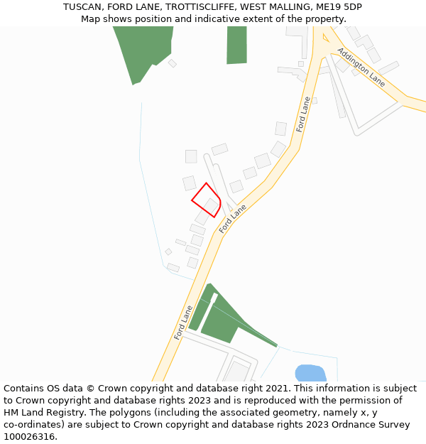 TUSCAN, FORD LANE, TROTTISCLIFFE, WEST MALLING, ME19 5DP: Location map and indicative extent of plot