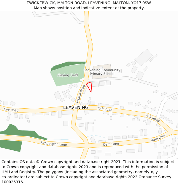 TWICKERWICK, MALTON ROAD, LEAVENING, MALTON, YO17 9SW: Location map and indicative extent of plot